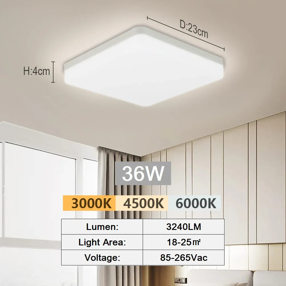 lampe led moderne blanc plat carré clips simple.surface 18w 24w 36w 48w