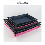 plateau rangement cuir bleu marine rose moderne dorés bijoux accessoires cosmétiques organiser pièces monnaie