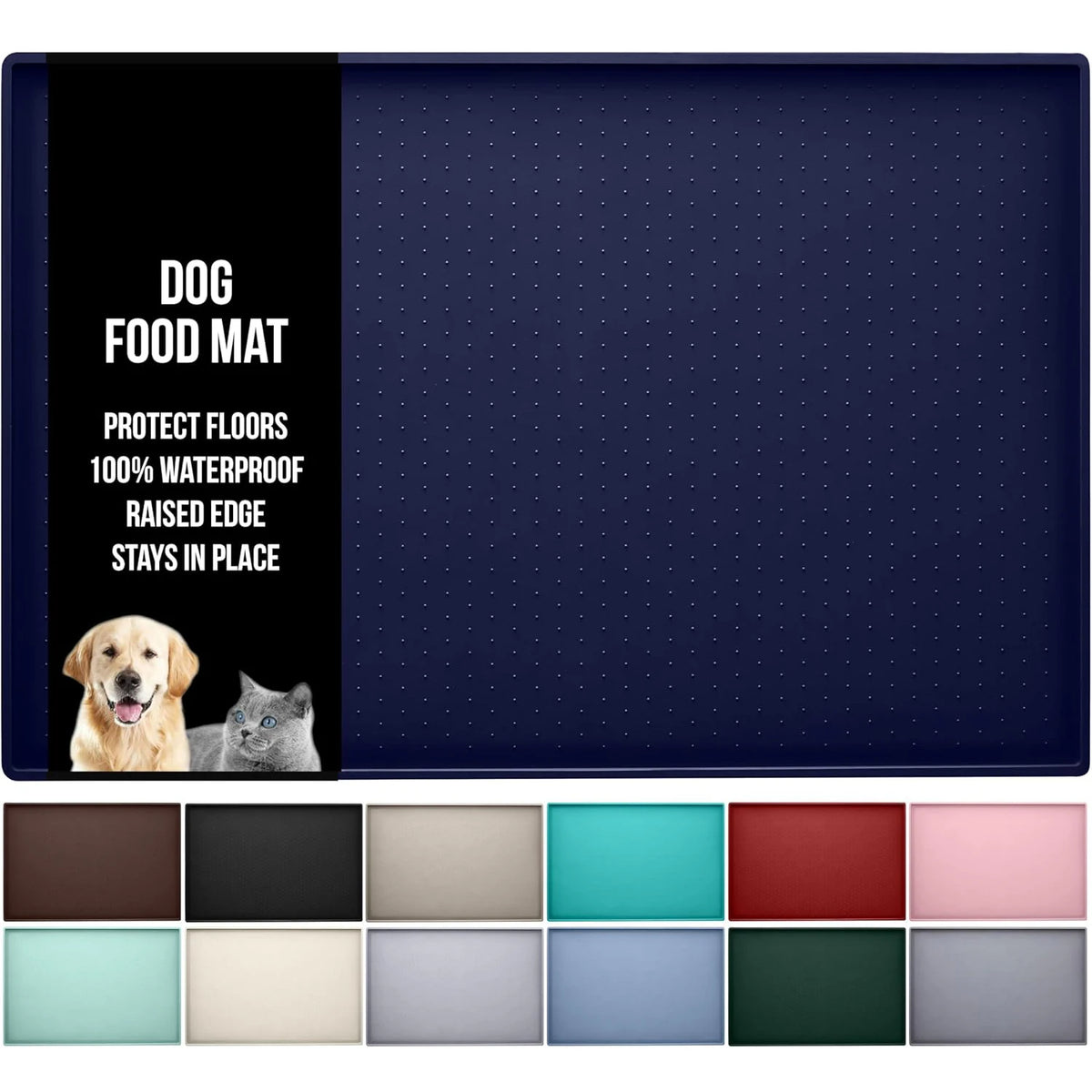 tapis silicone gris nourriture chien chat antidérapant rebord points relief