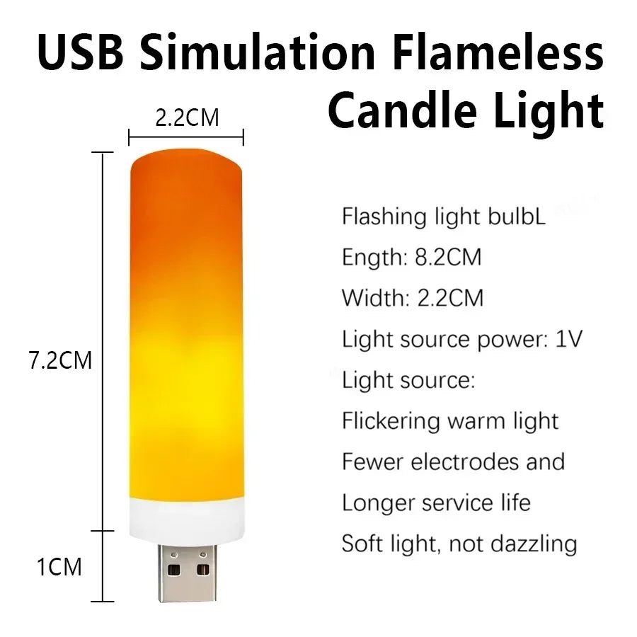 veilleuse led effet flamme usb decoration vacances ambiance chaleureuse imitation bougie orange jaune blanc