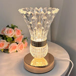 lampe table moderne transparente cristal géométrique rechargeable led dorée chambre salon