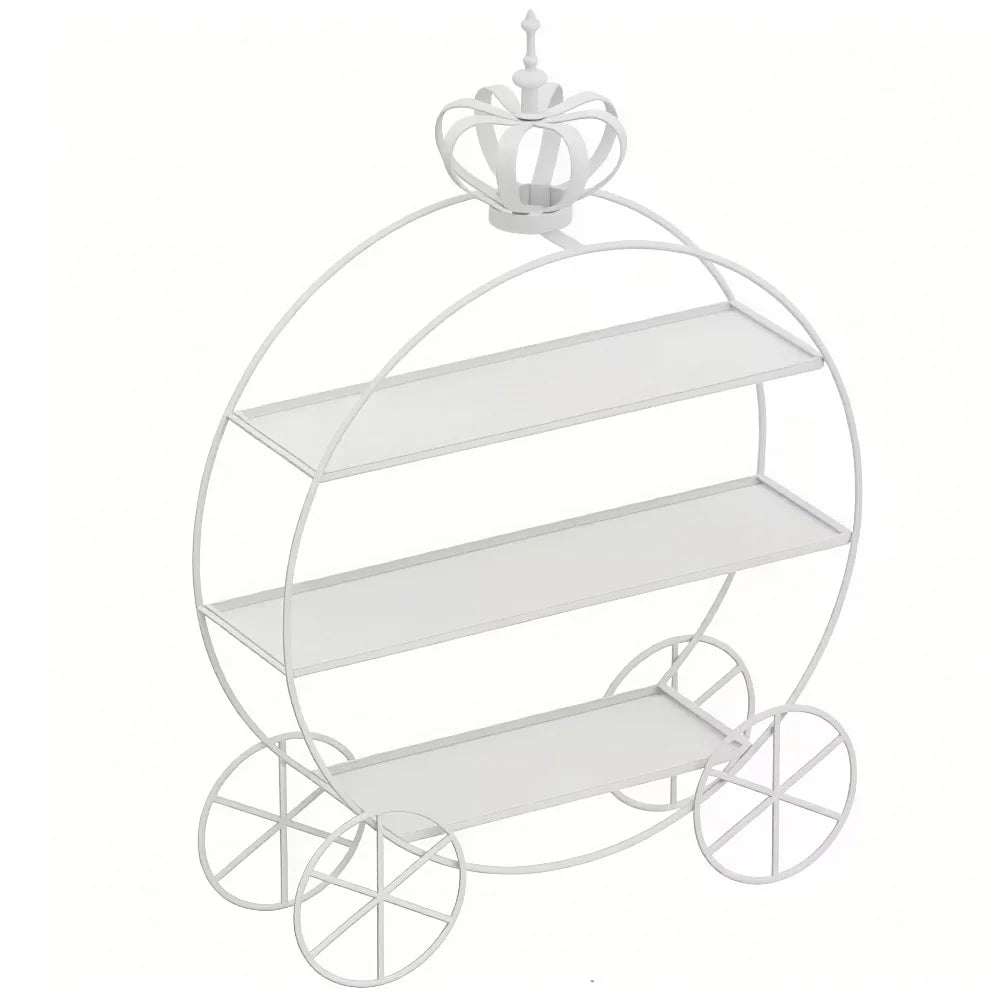 présentoir métal doré blanc trois niveaux gâteaux cupcakes macarons décoratif princesses mariage après midi