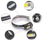 lampe frontale led moderne 1800lm noir blanc jaune carrés colorés adhésif rechargeable usb camping