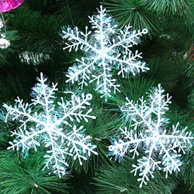 Décoration de Noël avec flocons de neige en plastique