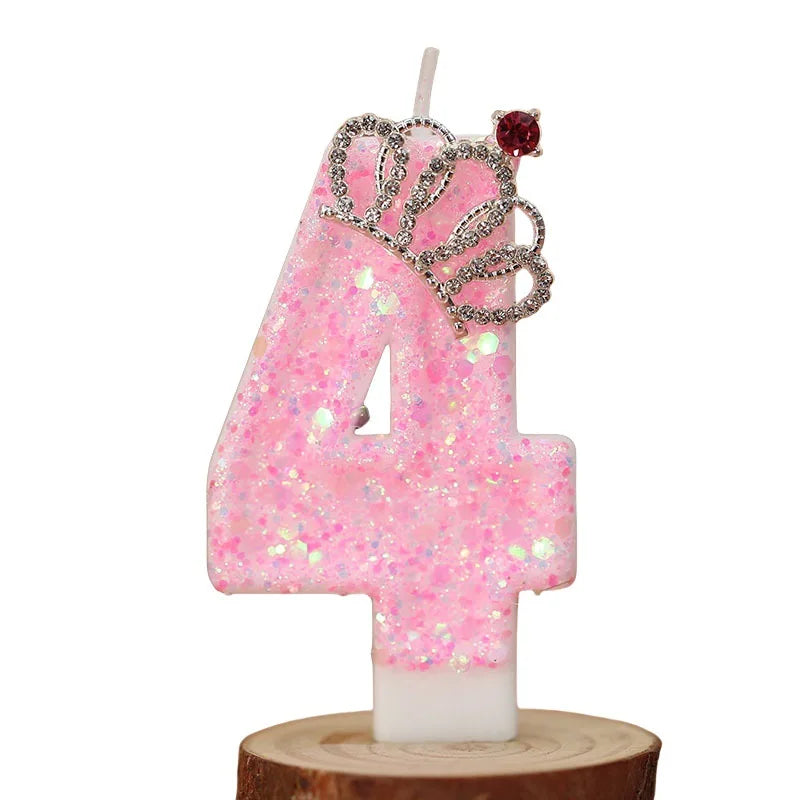 bougies anniversaire forme chiffres rose scintillants dorés festive tringle couronne strassée numéro