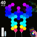 lampe murale hexagonale multicolore modulaire télécommande application moderne portable adjustable folding