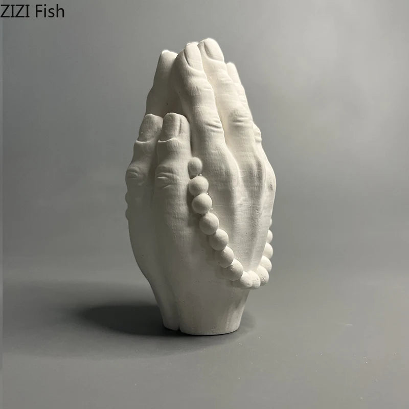 vase blanc moderne mains prière décoration sculptural chambre ornement statue erotique