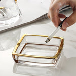 cendrier transparent porcelaine bordure dorée moderne élégant salon