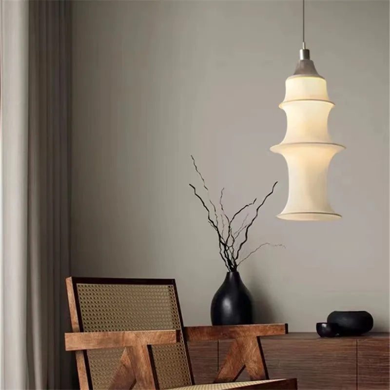lampe suspendue moderne blanche rayures horizontales salon chambre salle manger lumière pendentif