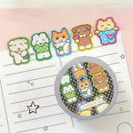 ruban adhésif kawaii dessins animés jaune rose bleu blanc mignon chiens chats personnages