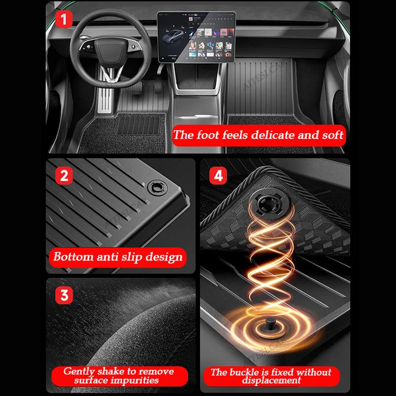 tapis sol voiture noir anti dérapant doux moderne