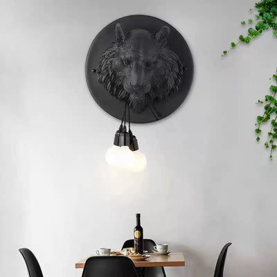 Applique murale tête d'animal vintage en résine grise - Décoration nordique pour salon