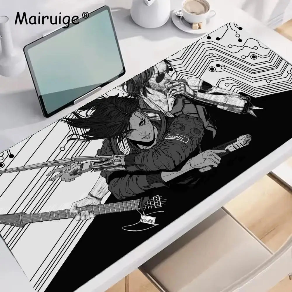 tapis souris noir graphique guitare circuit imprimé gamer grande taille haute qualité caoutchouc