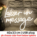 décoration murale néon sign blanc lettres stylisées moderne minimaliste lumière usb chambre