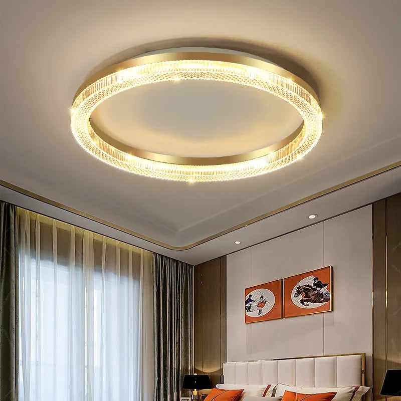 plafonnier led moderne doré blanc strass certifications flux lumineux autonome