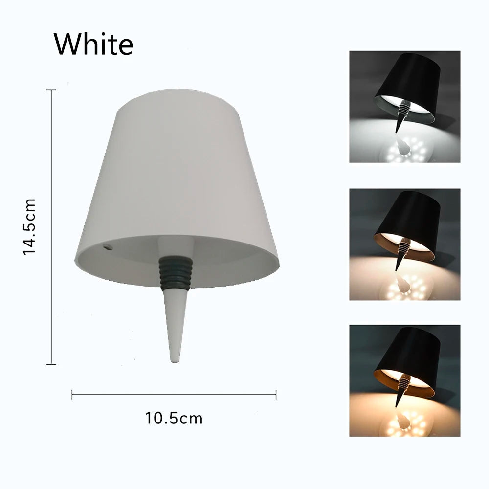 lampe table led rechargeable tactile gris noir doré conique mat moderne base carrée abat