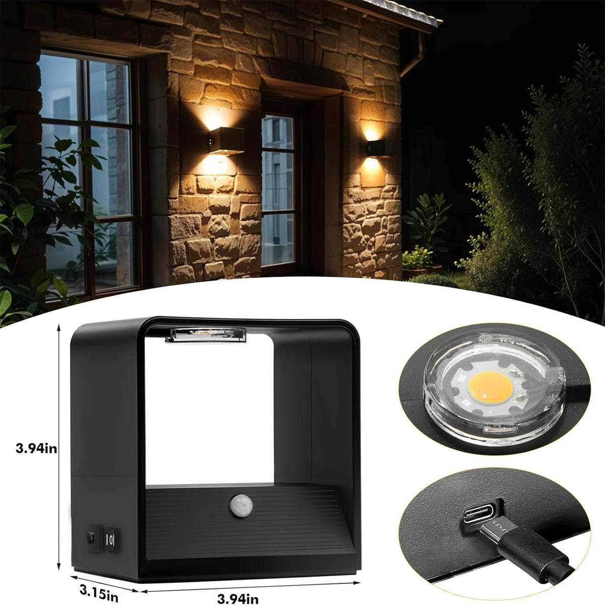 Comparaison des couleurs noire et blanche de l'applique murale sans fil