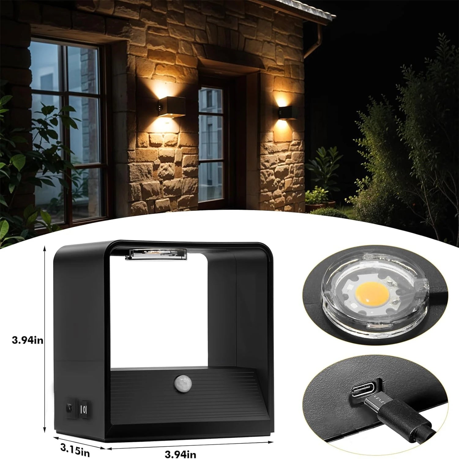 Comparaison des couleurs noire et blanche de l'applique murale sans fil