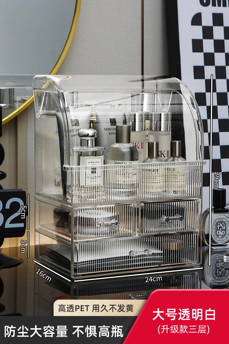 boîte rangement cosmétique noir rayures verticales moderne réutilisable plastique
