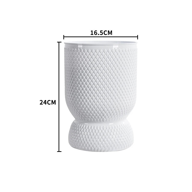 vase moderne plastique blanc imitation céramique ridée décoration intérieur salon