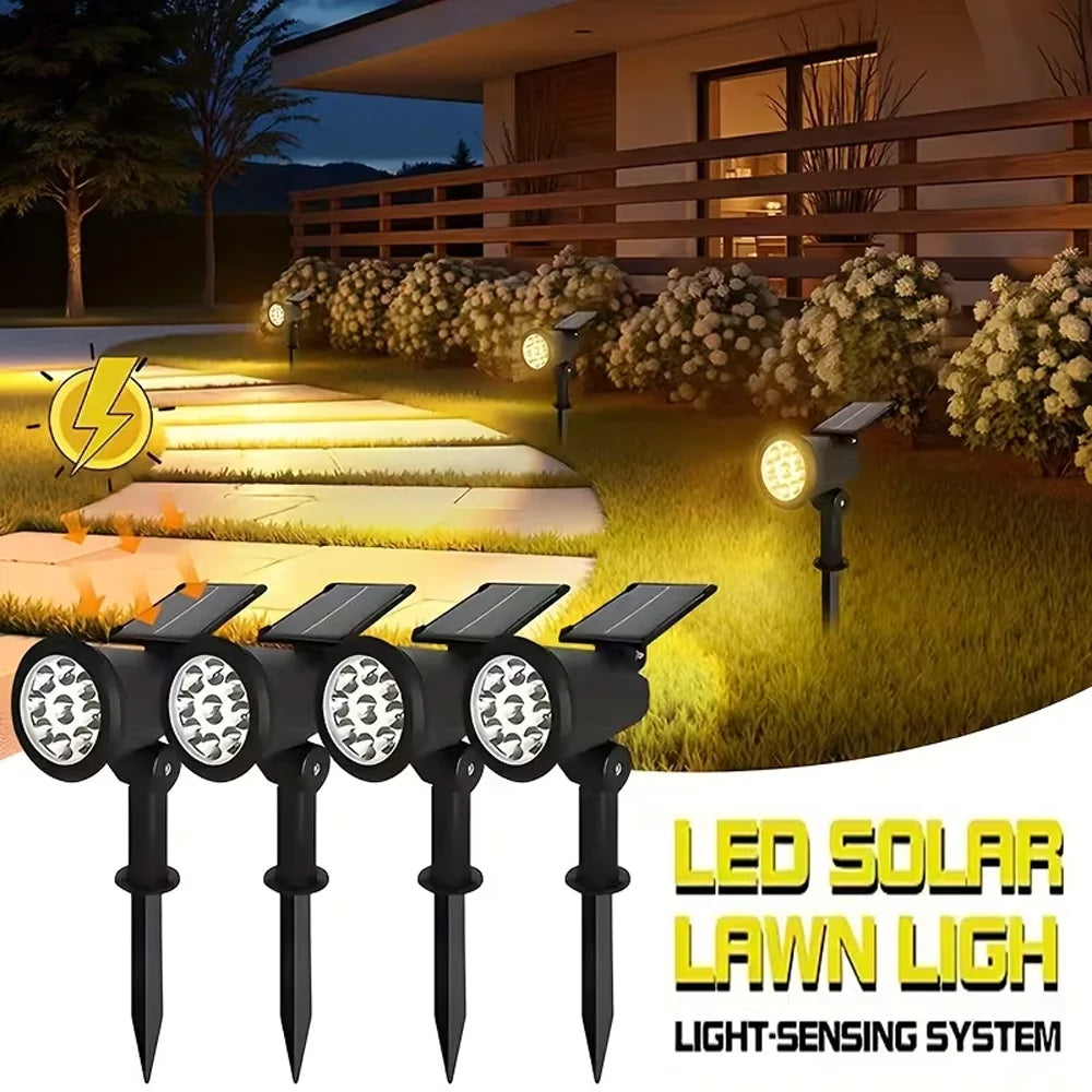 projecteur solaire led noir moderne étanche piquet lumière jardin decoration extérieure ip65 rgb