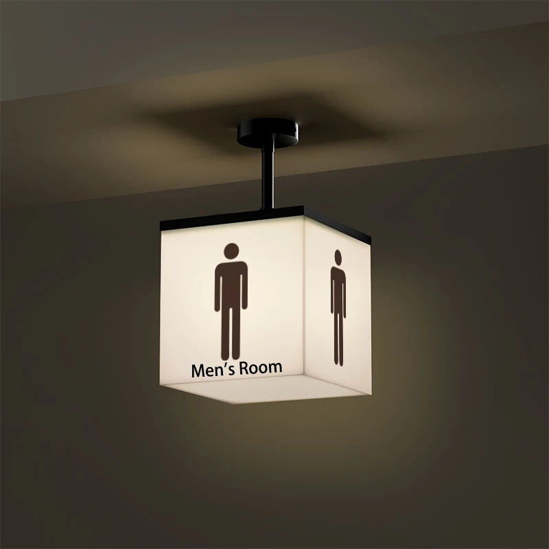 panneau indicateur lumineux led moderne toilets pictogrammes grunge beige noir minimaliste