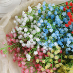 bouquet artificiel fleurs soie couleur bleu blanc rose jaune rouge violet