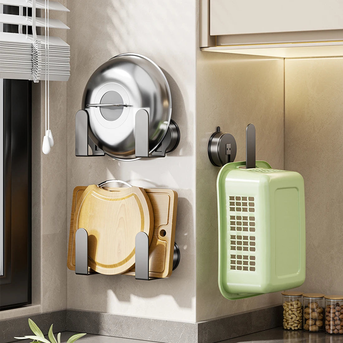 porte couvercles adhésifs porte planches moderne cuisine rangement noir transparent vert clair