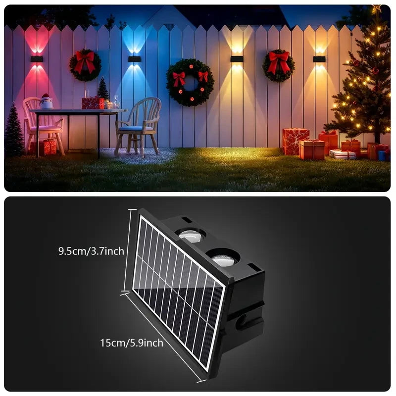 lampe solaire murale ip65 led rgb moderne adhésif extérieur jardin noir abs