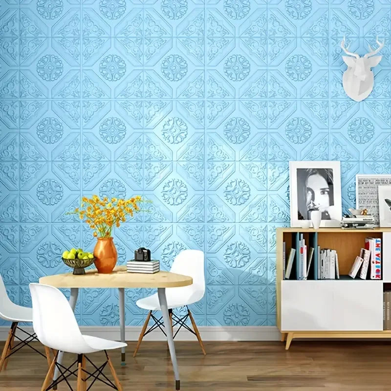 panneaux décoratifs adhésifs motif géométrique cercles floraux classique blanc mur carrelage