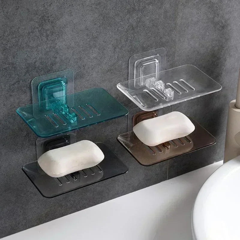 porte savon mural transparent noir rainuré moderne adhésif salle bain