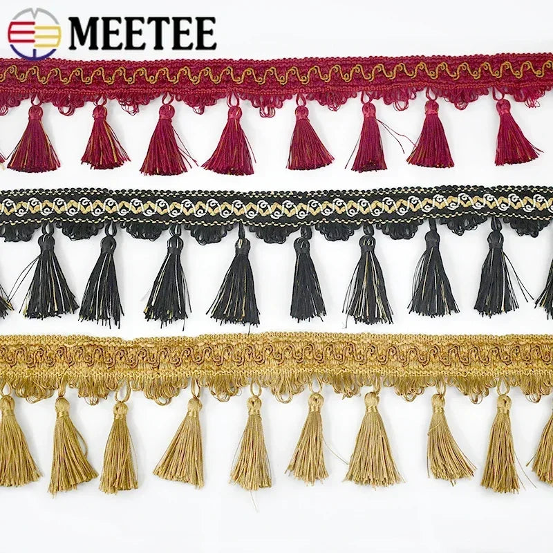 ruban pompons violet marron doré décoration mariage tissu polyester franges élégant accessoire broderie tassel