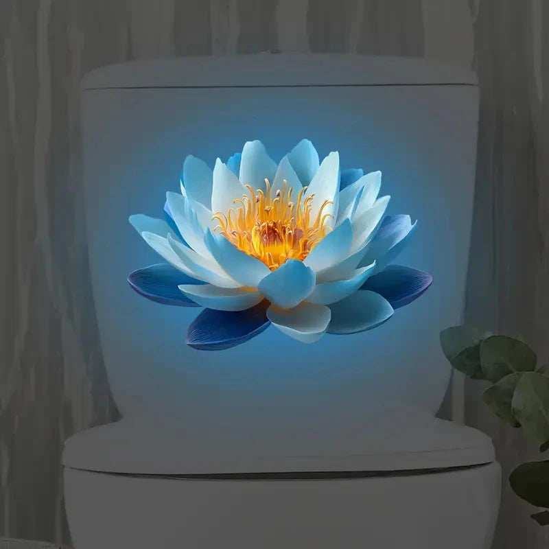 sticker lumineux fleur lotus étoiles moderne bleu blanc orange rose adhésif