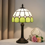 lampe table tiffany verre teinté géométrique vert clair blanc rose pâle bronze opacité moderne