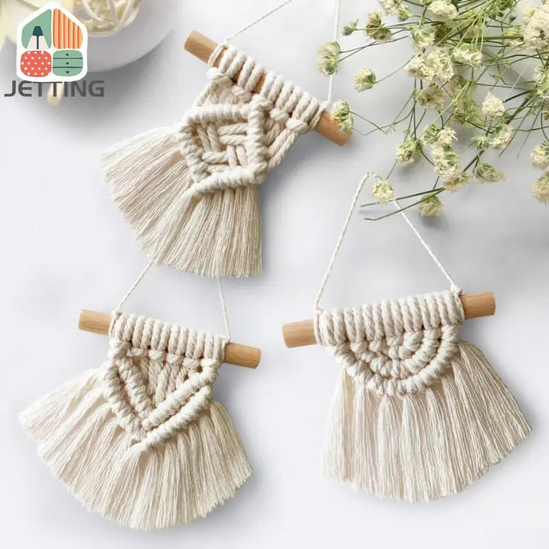 décoration bohème macramé tressé main artisanal couleur beige clair