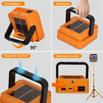 lampe solaire portative orange moderne recharge solaire usb poignée aimant emergency light camping