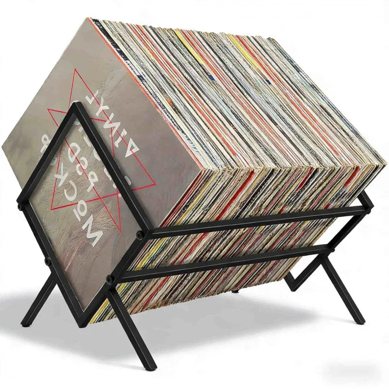 rangement vinyles support metal industriel moderne multi niveaux grande capacité chambre salon