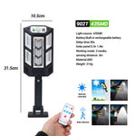 lumière solaire rue moderne noire ip65 led éclairage extérieur détecteur mouvement télécommande clips