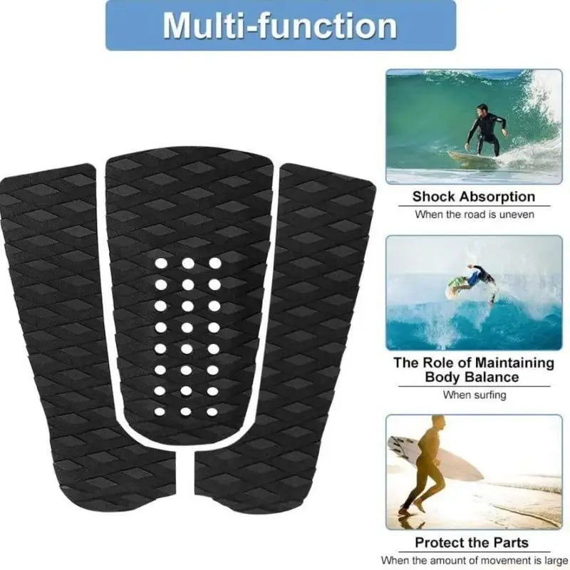 tapis antidérapant surf noir bleu texture diamantée adhésif sportif nautique hexagones lignes horizontales