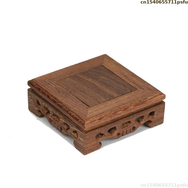 supports théière bois artisanal classique gravures décoratives marron foncé