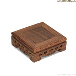supports théière bois artisanal classique gravures décoratives marron foncé