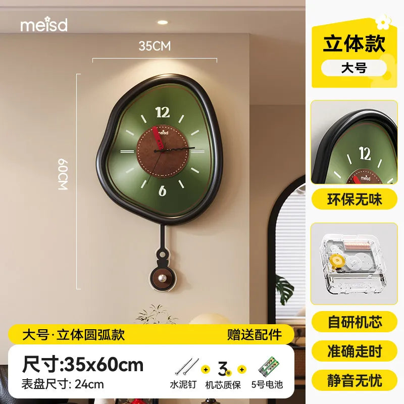 horloges murales modernes vert marron circulaire chiffres blancs pointeurs couleurs opaques fixations