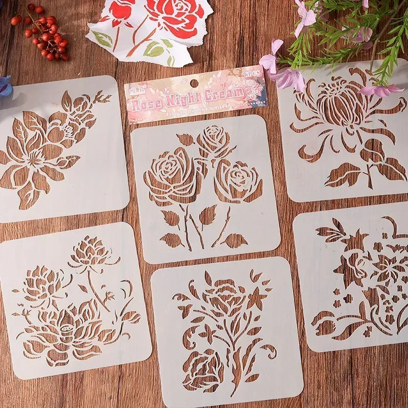 gabarits peinture fleurs stylisées modernes blancs portables set pièces