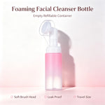 flacon mousse voyage 60 ml distributeur savon liquide brosse visage silicone transparent blanc rechargeable