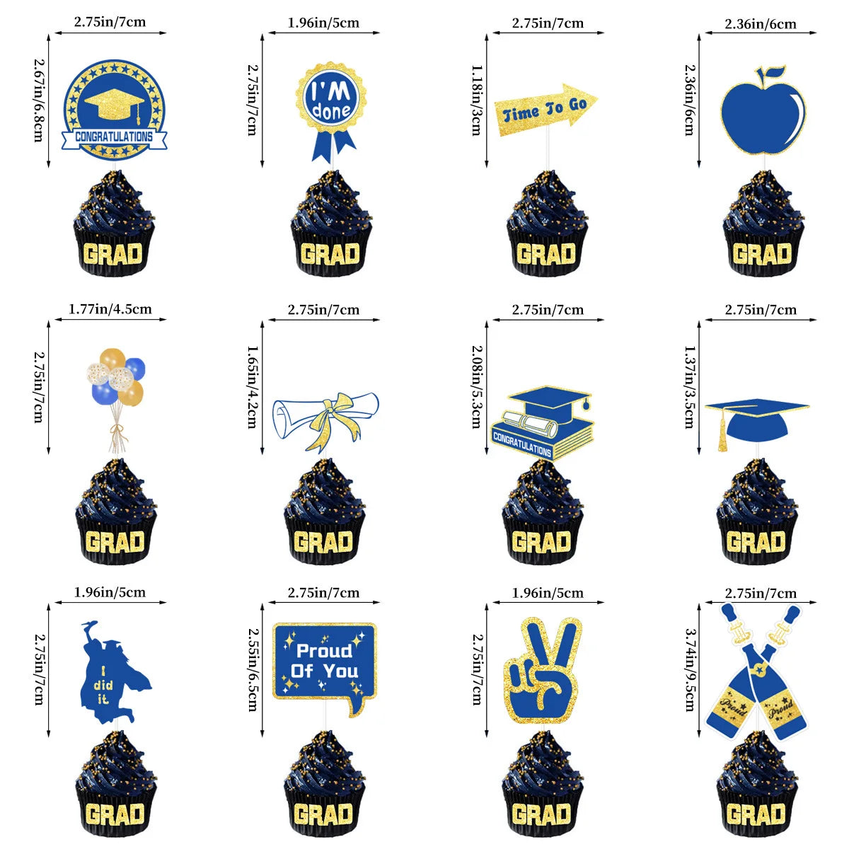guirlande décoration graduation diplômes chapeaux congrats grad proud class 2026 doré bleu noir élégante