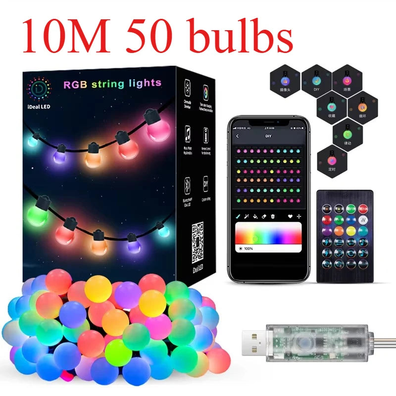 guirlande led multicolore decoration noel 10m 5m telecommande application smartphone