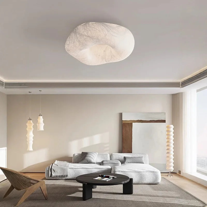 lampe moderne marbrée blanc beige éclairage quotidien variateur télécommande monté surface cuisine