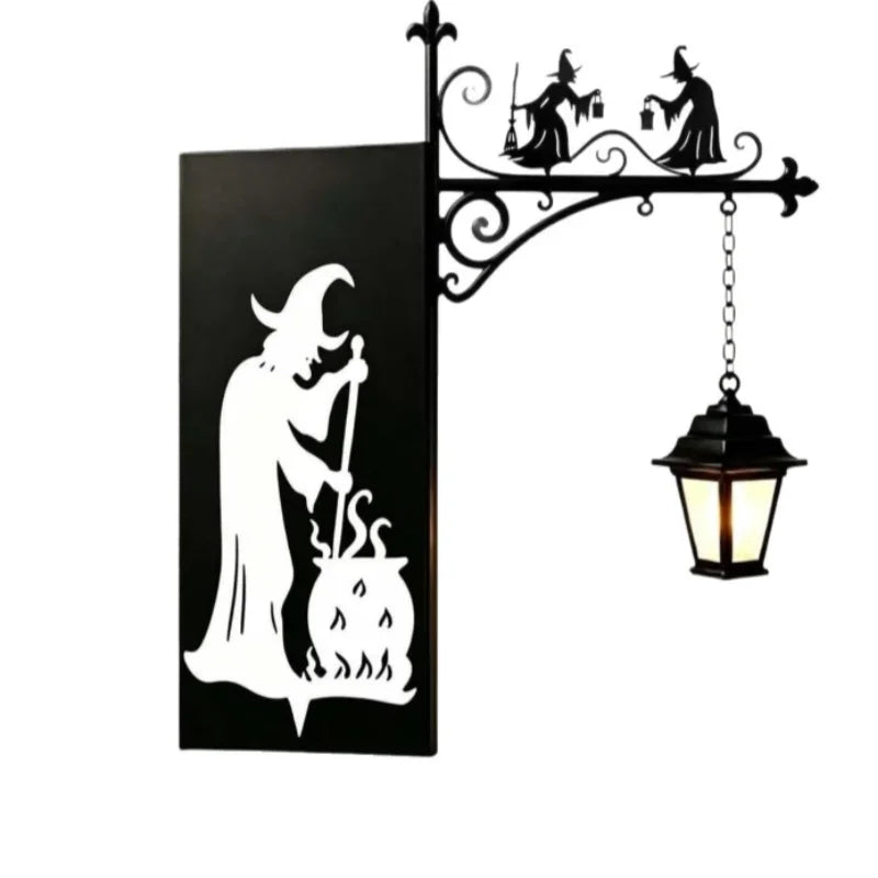 lanterne suspendue vintage sorcières décoration murale livres bougies citrouilles automne conte fées