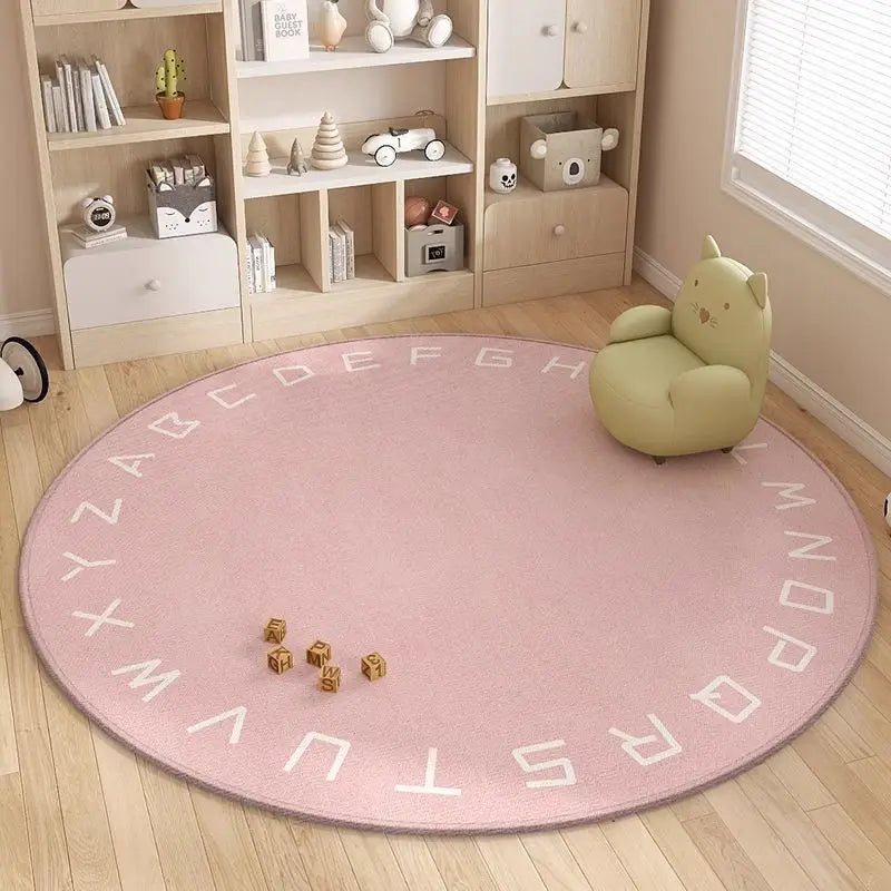 tapis rond nuage enfant moderne rose clair antidérapant 80x80cm 120x120cm salon chambre