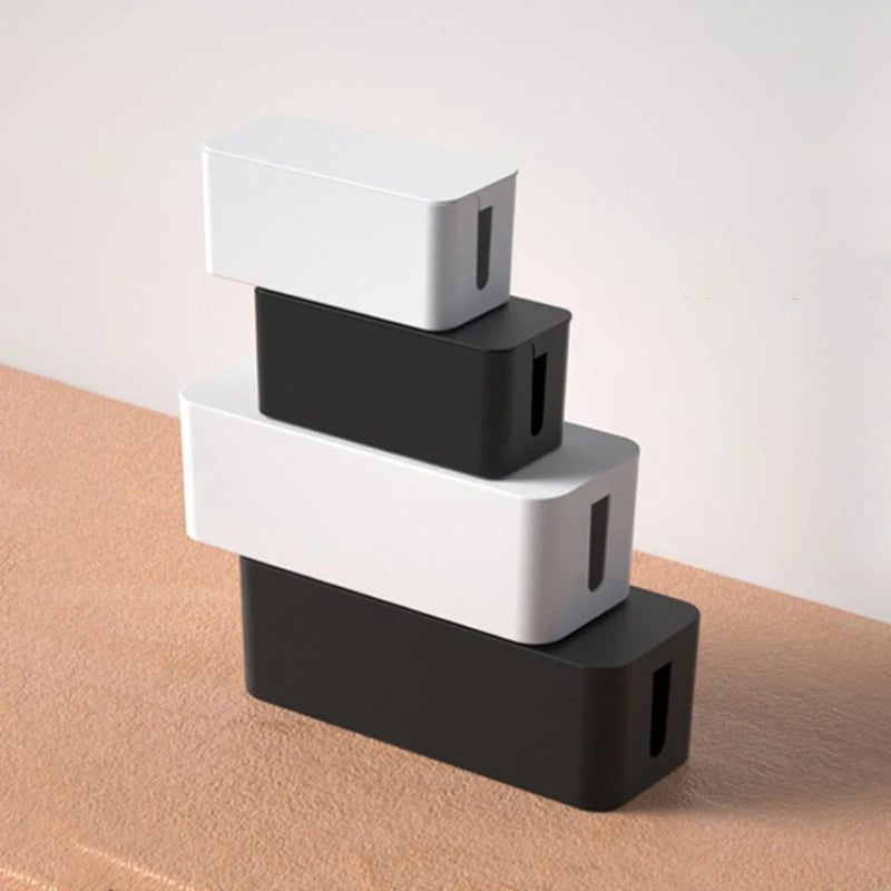 boîtes rangement câbles prises organisateur fil multiprise noir blanc moderne minimaliste rechargeable